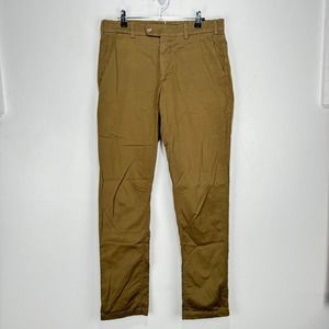 SUITSUPPLY Porto Trousers Pants Pure Cotton Olive Brown Chino Zip Men Size 32